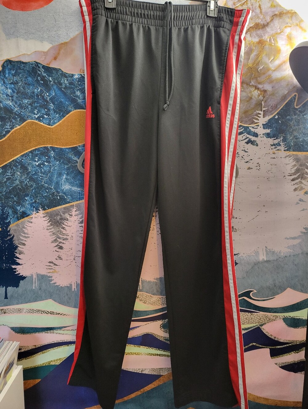 adidas Black Track Pants with Side Stripes